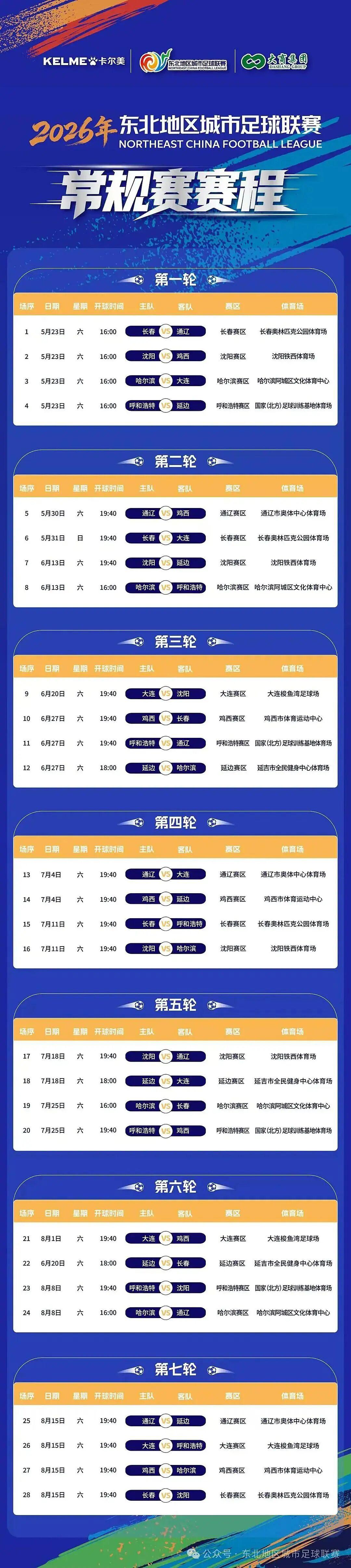 开云APP-“东北超”常规赛赛程发布